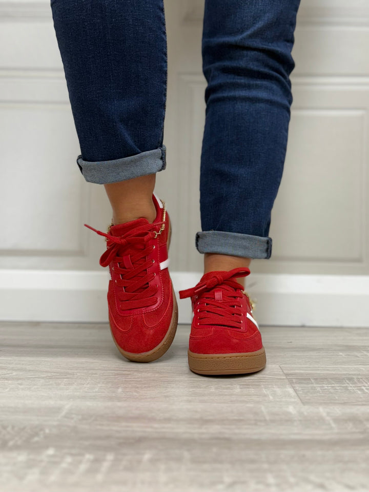 Guess Naoko Leather-Blend Red Sneaker
