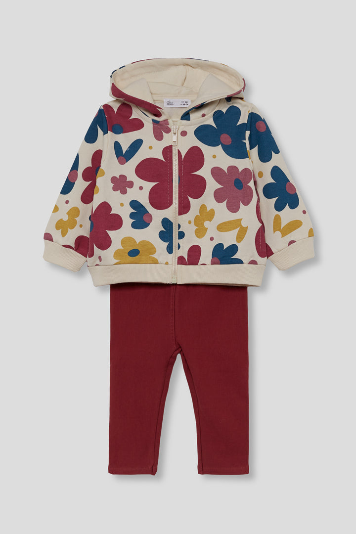 Street Monkey Girls Floral Zip Up Jacket &amp; Leggings Set