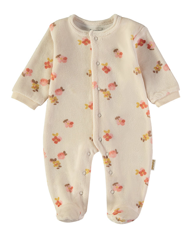Babybol Baby Girl Velour Floral Sleepsuit