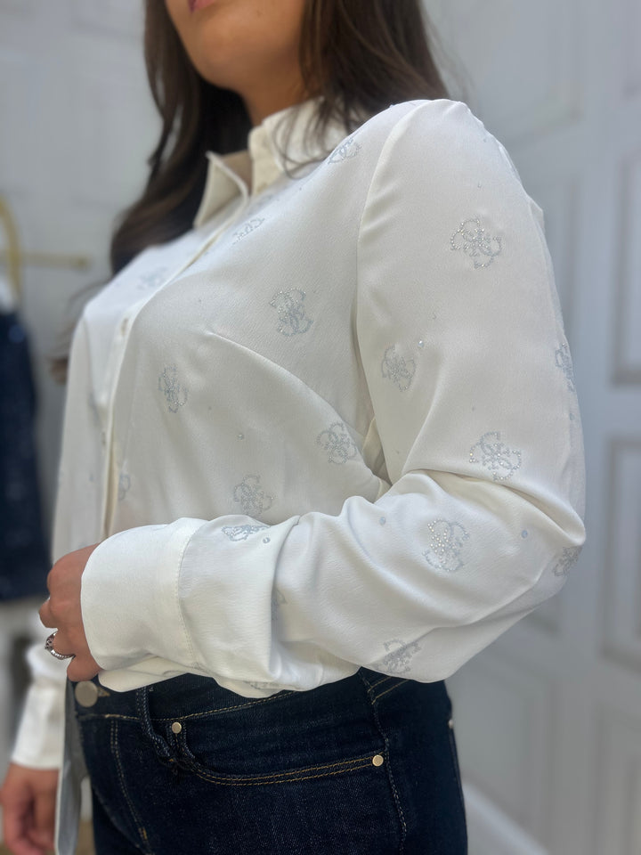 Guess Cream Diamond 4G Logo Blouse