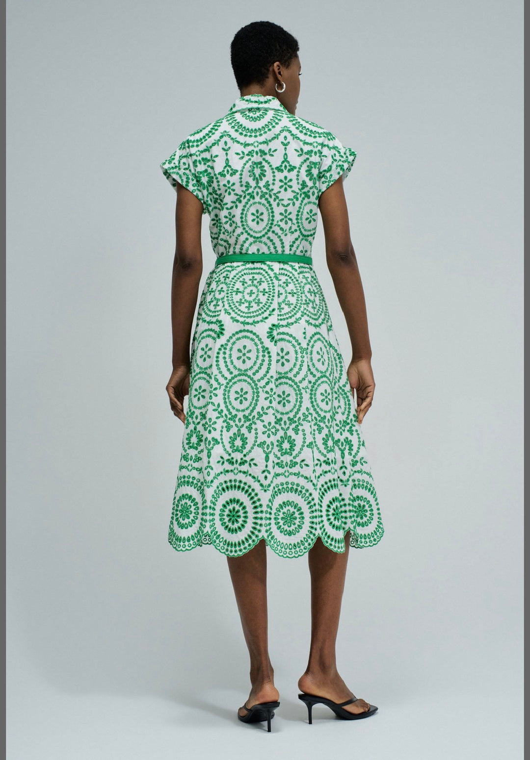 Salsa Embroidery Shirt Dress Green With Belt