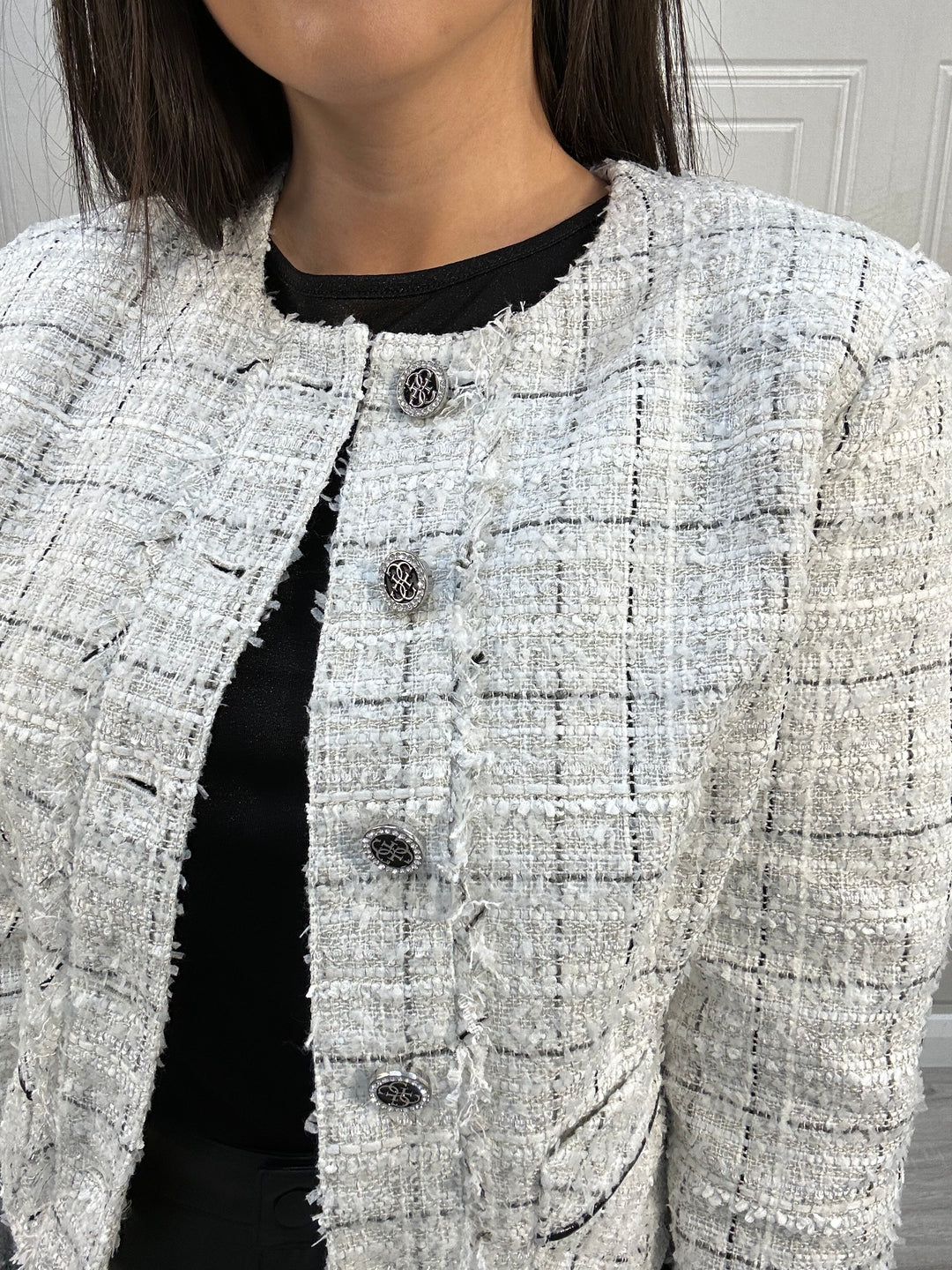 Guess Sofia Winter White Tweed Jacket