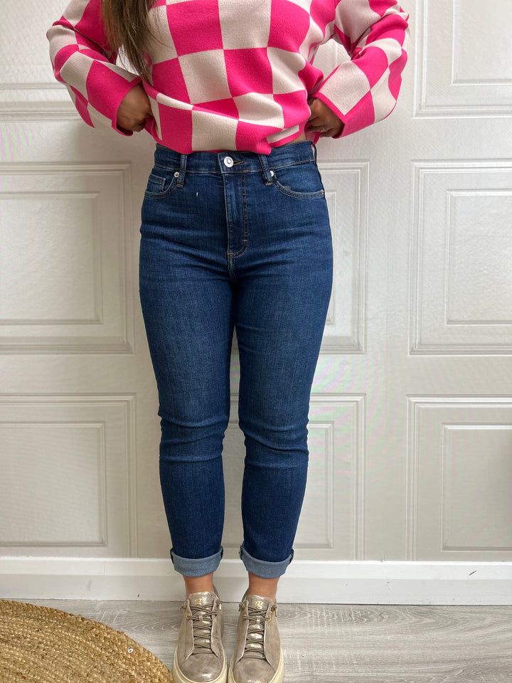 French Connection Stretch Cigarette Ankle Mid Wash Denim