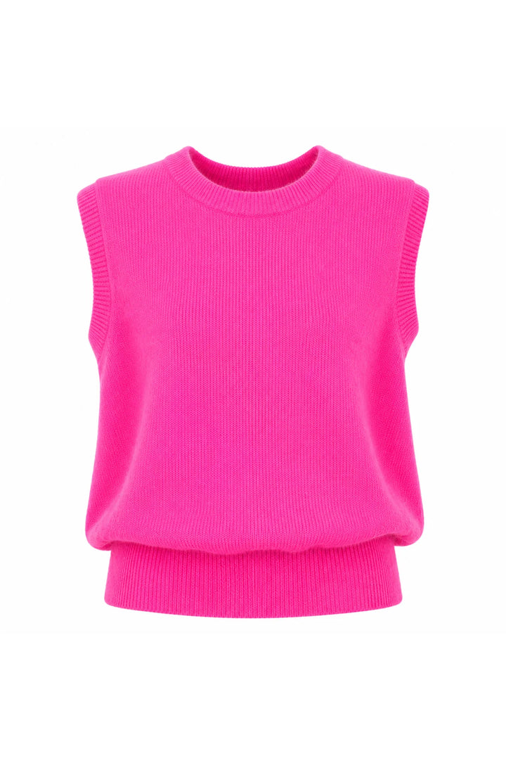 Twins Durango Sleeveless Round Neck Jumper | Neon Pink