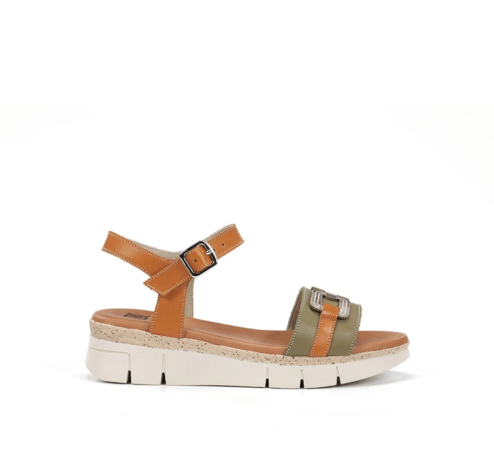 Dorking Klau Tibet Kaki/Cuero/Platino Sandal