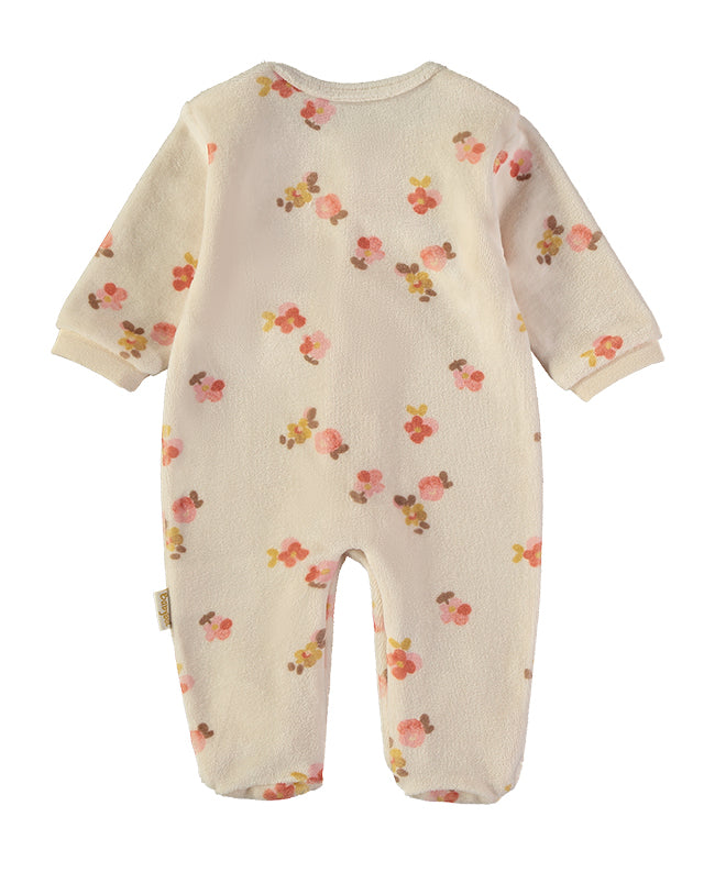 Babybol Baby Girl Velour Floral Sleepsuit