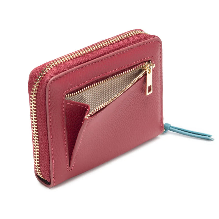 Elie Beaumont Zipper Purse | Wine/Teal
