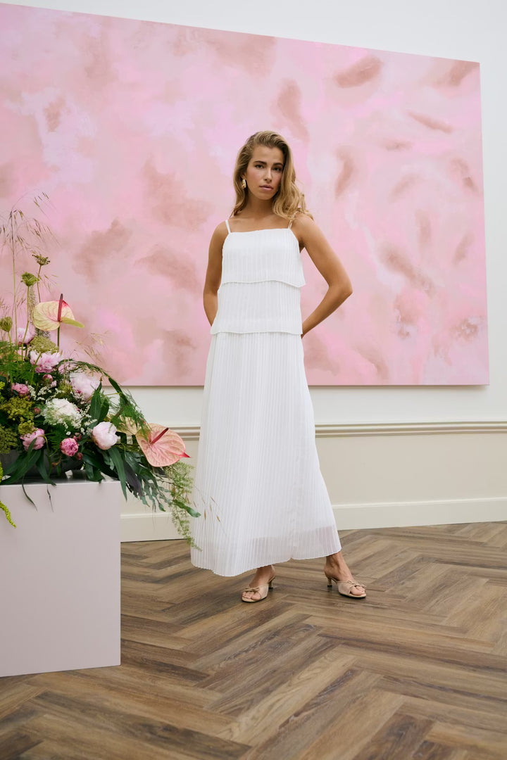 Kaffe KAkiera Plissé Dress | Chalk