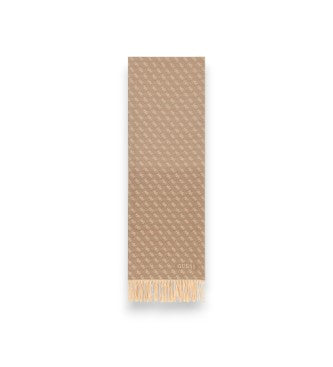 Guess Taupe 4G Logo Fringed Scarf
