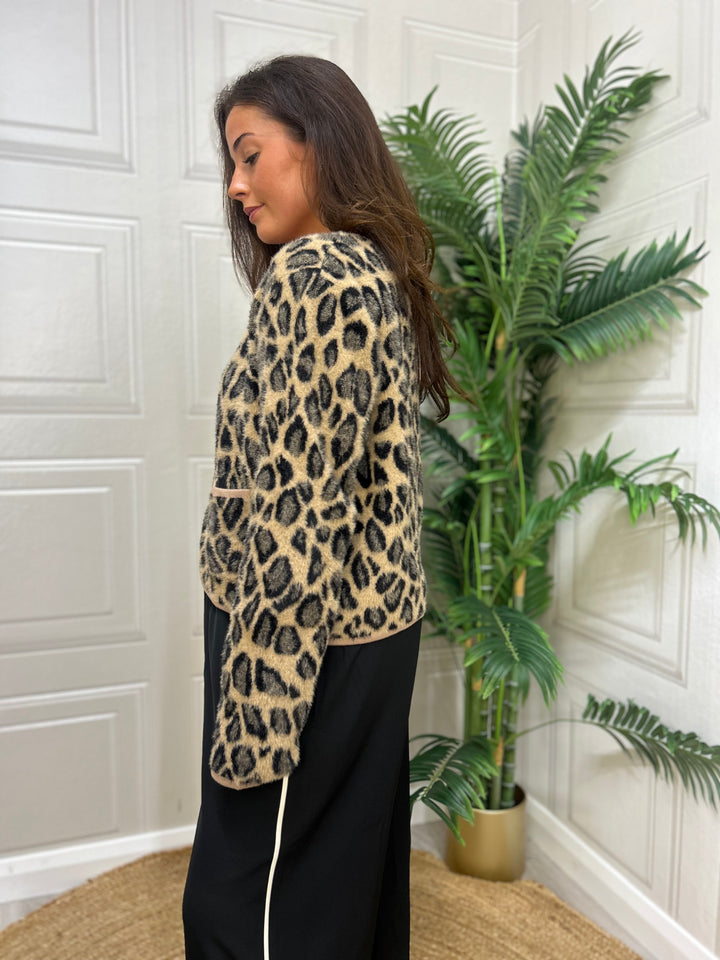 Frnch Paris Cardigan Begonia Leopard