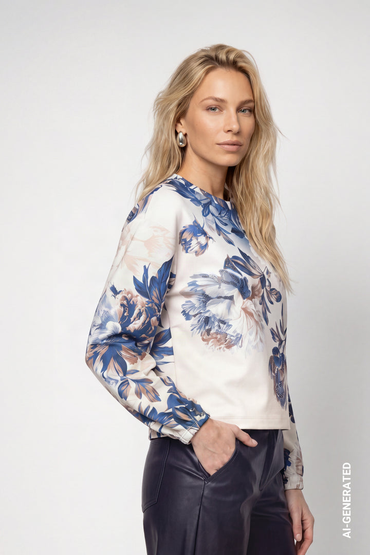 Monari Floral Sweatshirt | Crème Brûlée