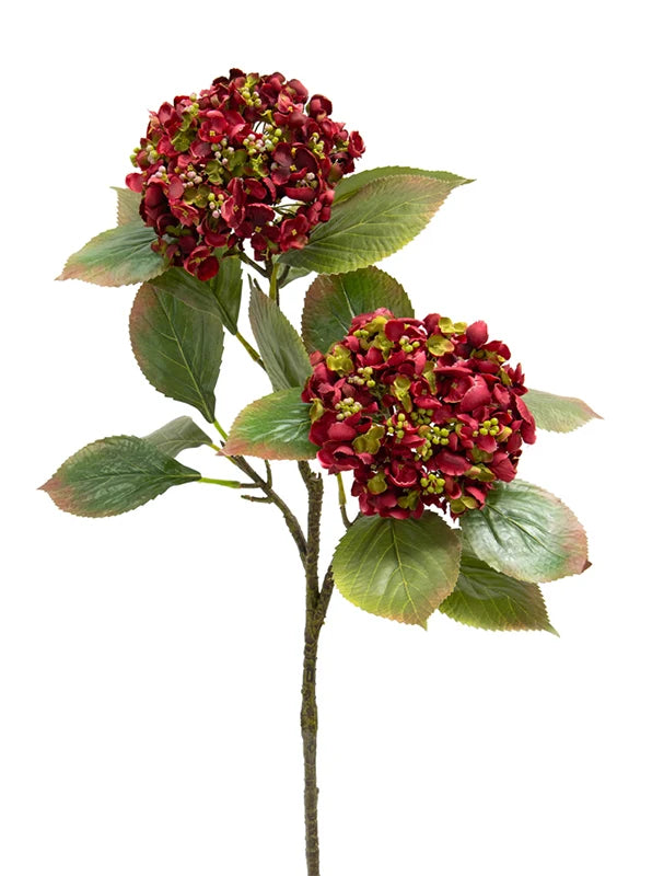 Artificial Burgundy Double Hydrangea Spray