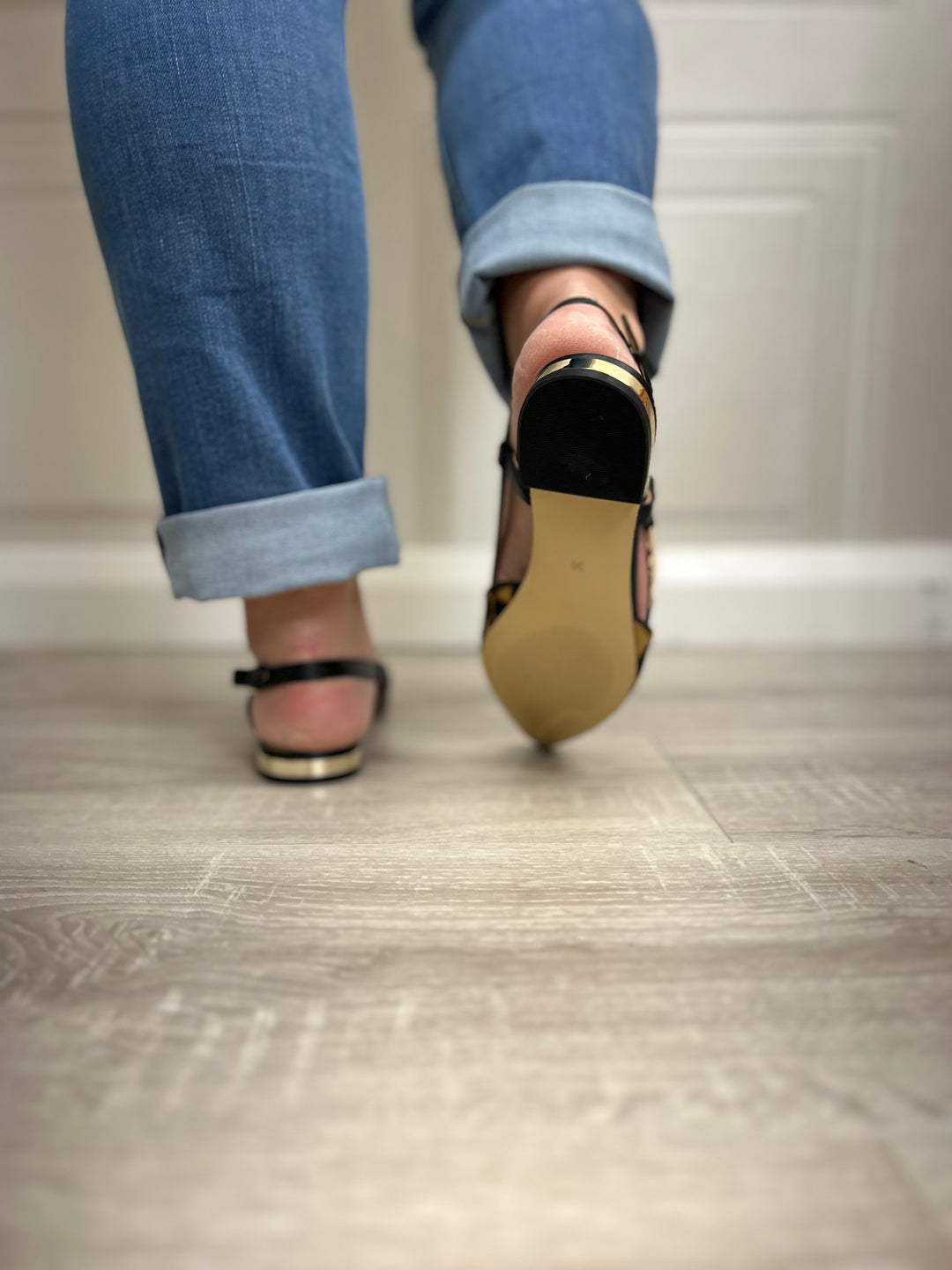 Guess Franiely Leather Leopard Print Flat Slingback