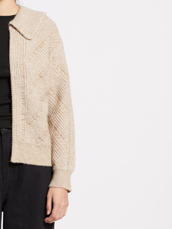 French Connection Kitty Pearl Cardigan Almond