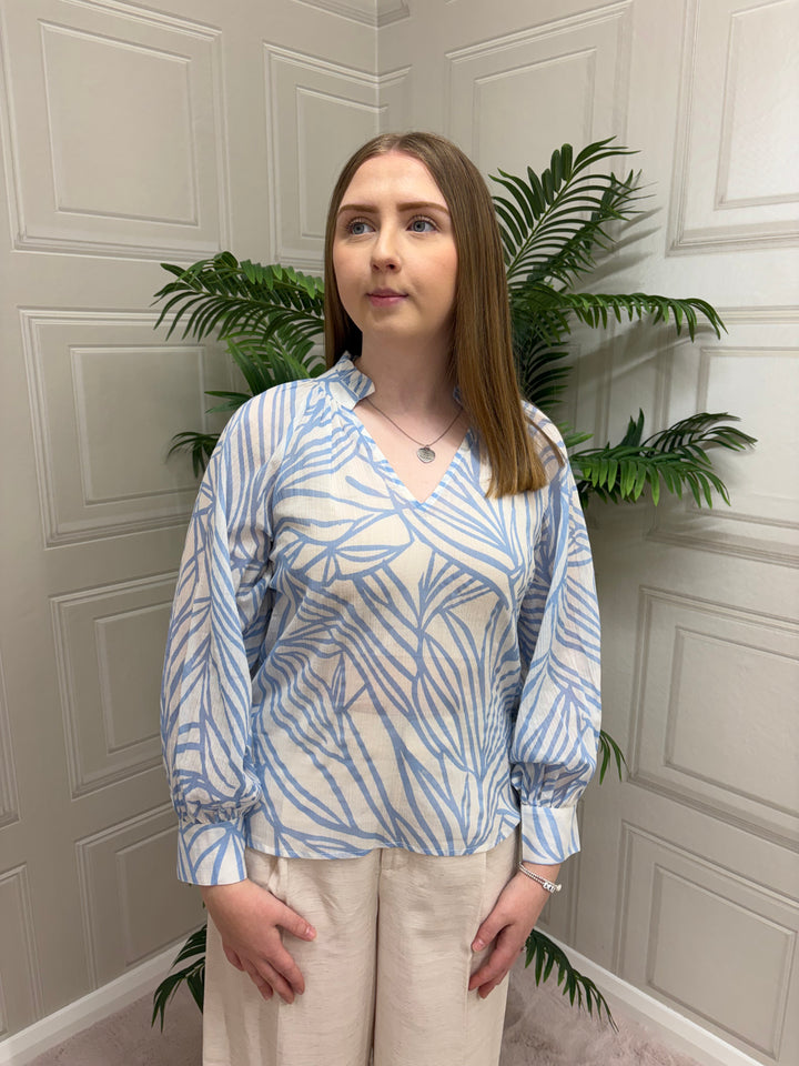 Goa Goa Vienna Blue Printed Blouse
