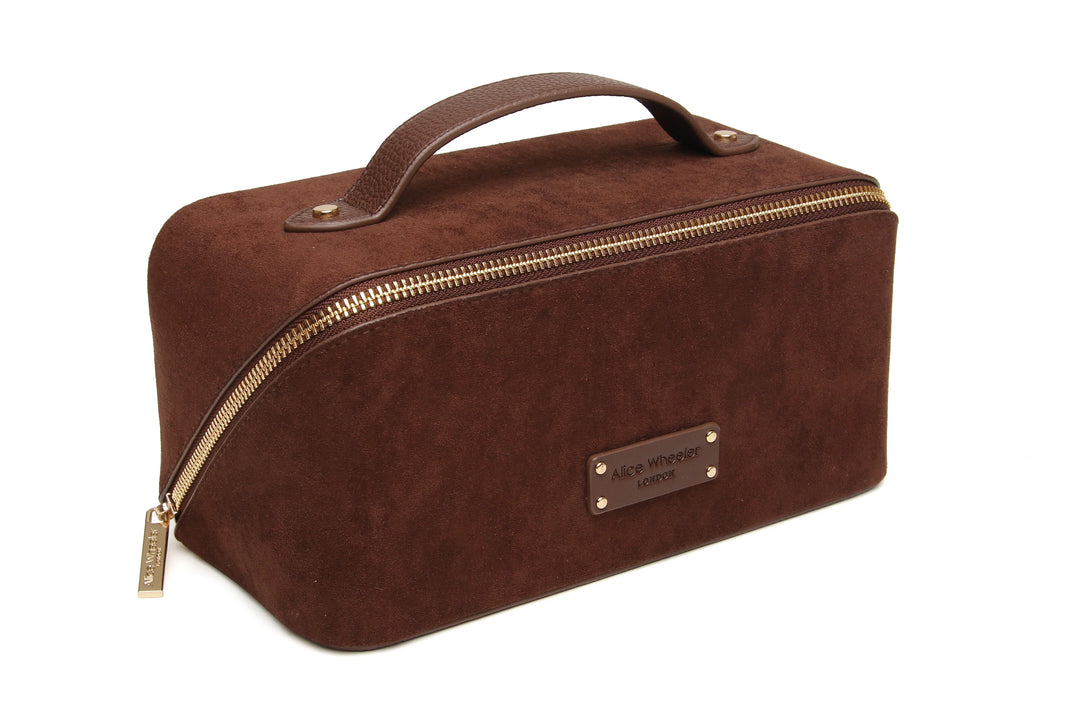 Alice Wheeler Suede Kensington Train Case | Chocolate