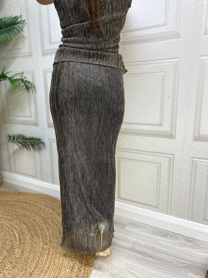 French Connection Black Gold Lurex Skirt