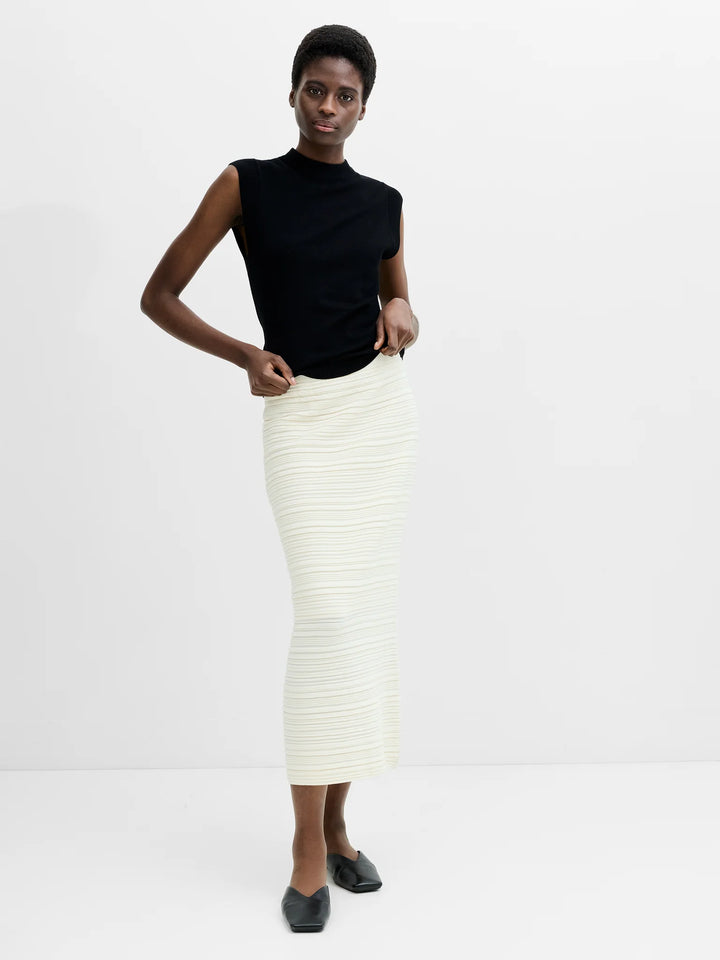 French Connection Mayim Pleated Porcelain Cream Skirt