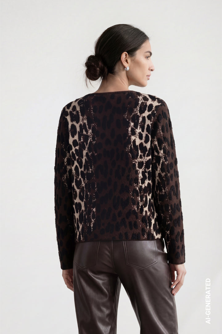 Monari Knitted Leopard Jacquard Pattern Jumper