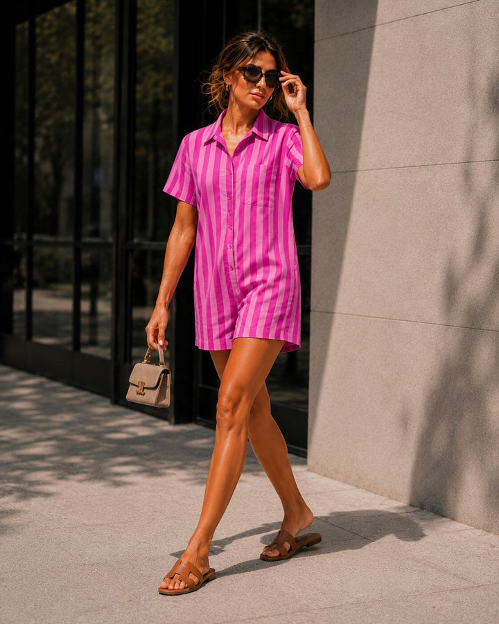 Priya Striped Playsuit Pink