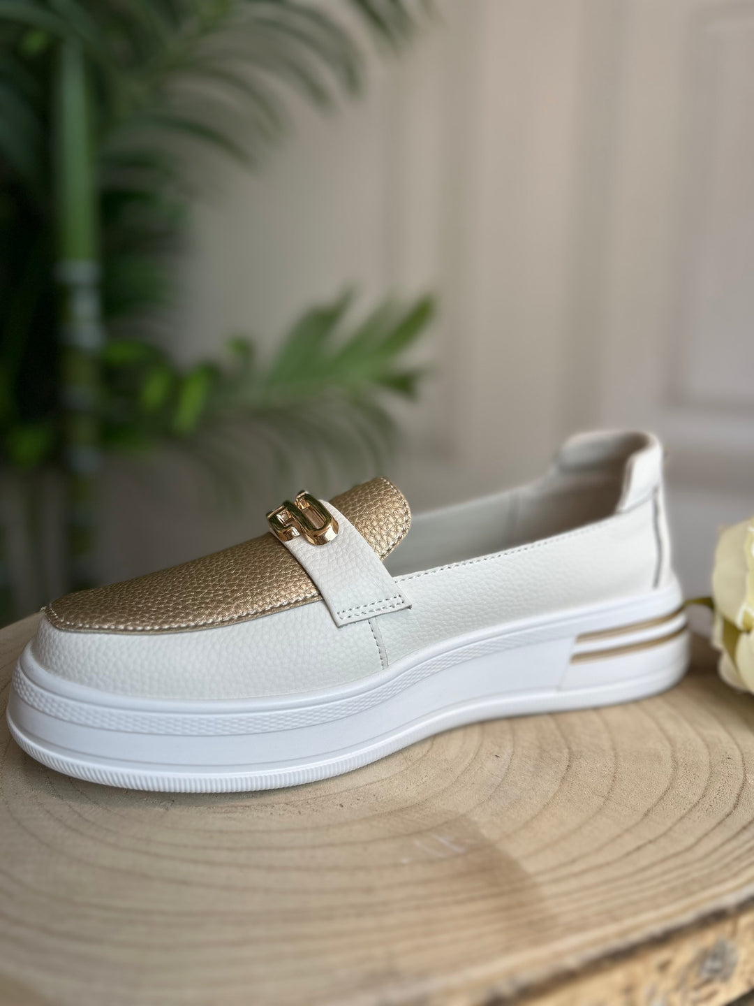 Patrizio Como Catanzaro Bianco Oro Loafer