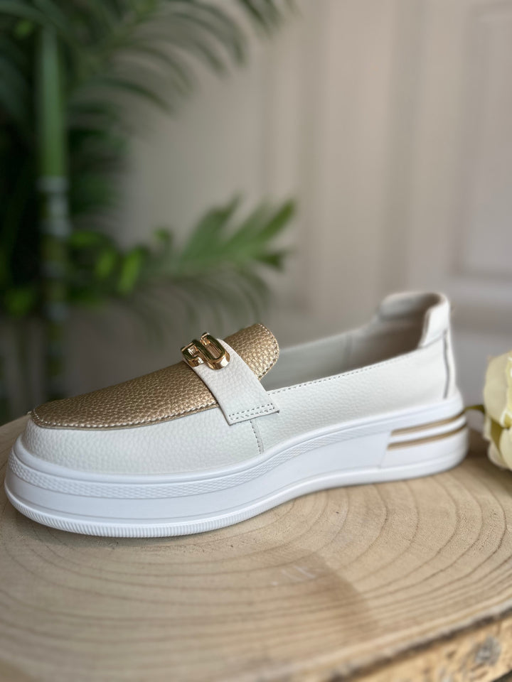 Patrizio Como Catanzaro Bianco Oro Loafer
