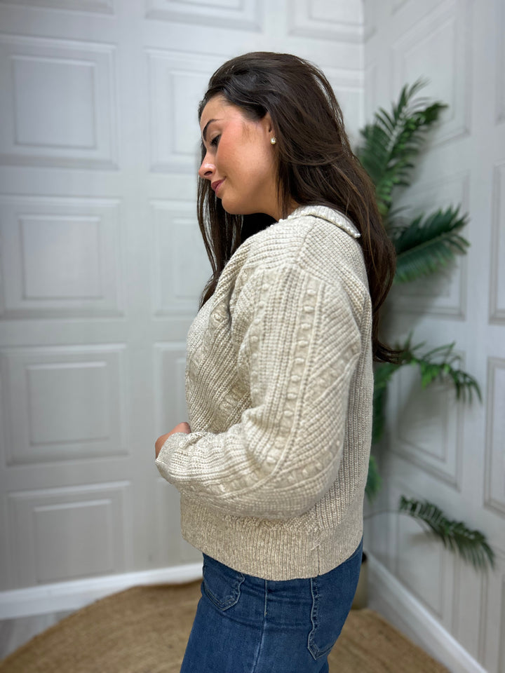 French Connection Kitty Pearl Cardigan Almond