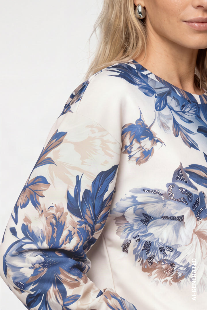 Monari Floral Sweatshirt | Crème Brûlée