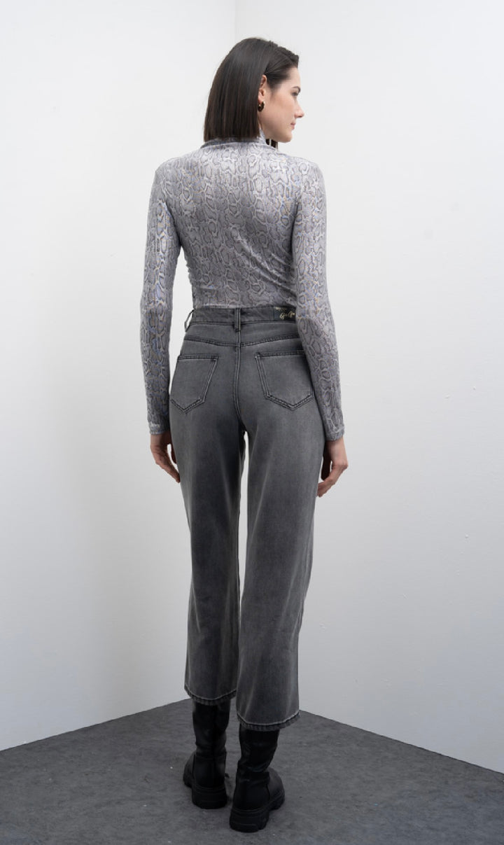 Goa Goa Yulka Grey/Silver Roll Neck Top