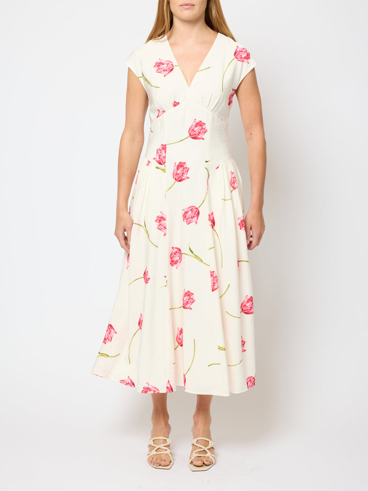 French Connection Cressida Faron Drape Midi Dress