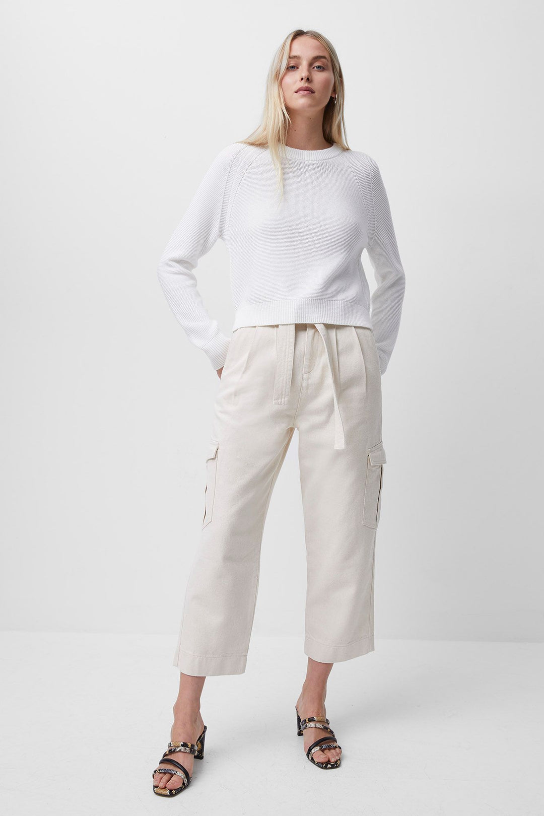 French Connection Lily Mozart Crew Neck Jumper | Summer White