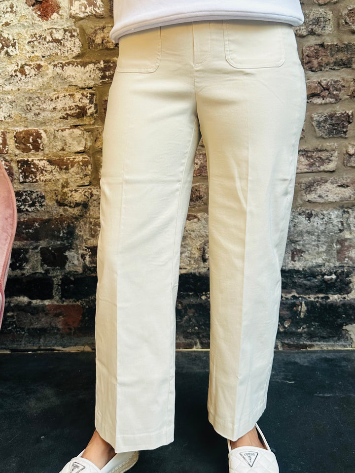 Pinns Ecru Wide Leg Culotte With Button Feature