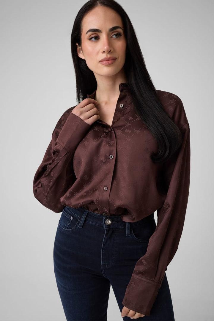 Guess Chocolate Viscose Logo Shirt