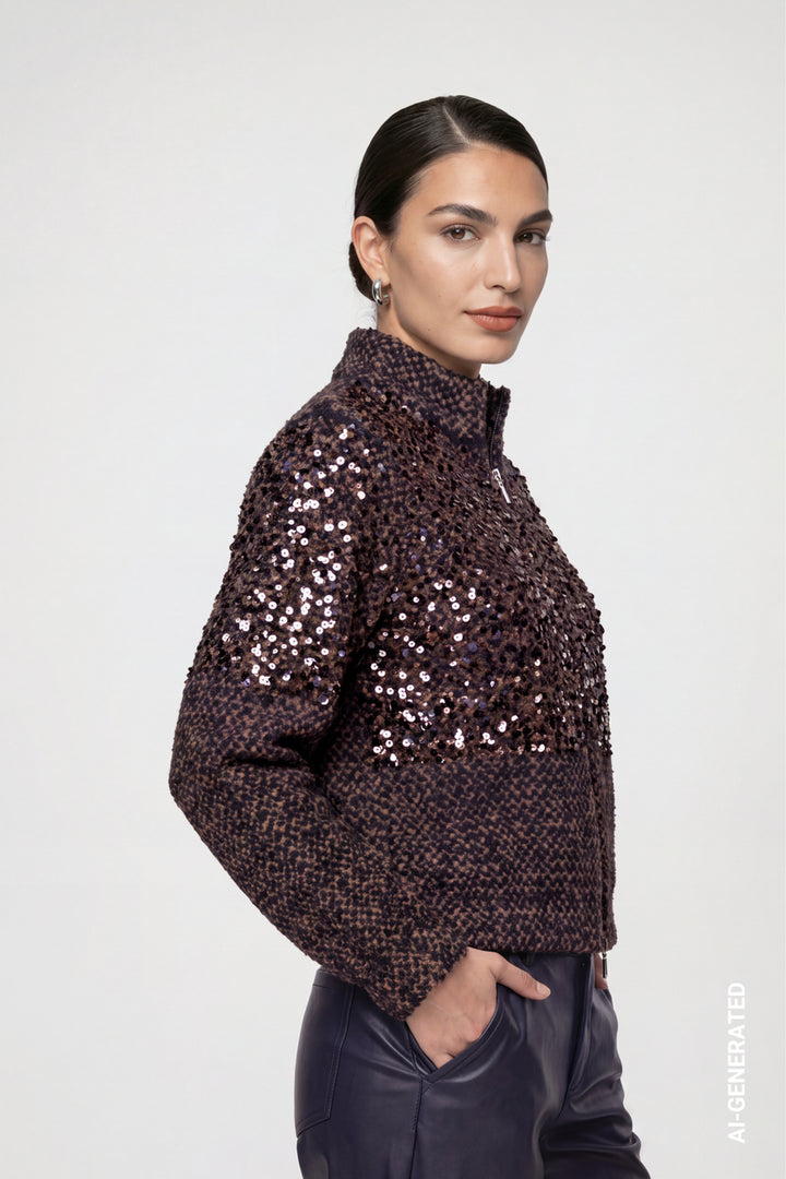 Monari Rhinestone Cardigan | Dark Blue