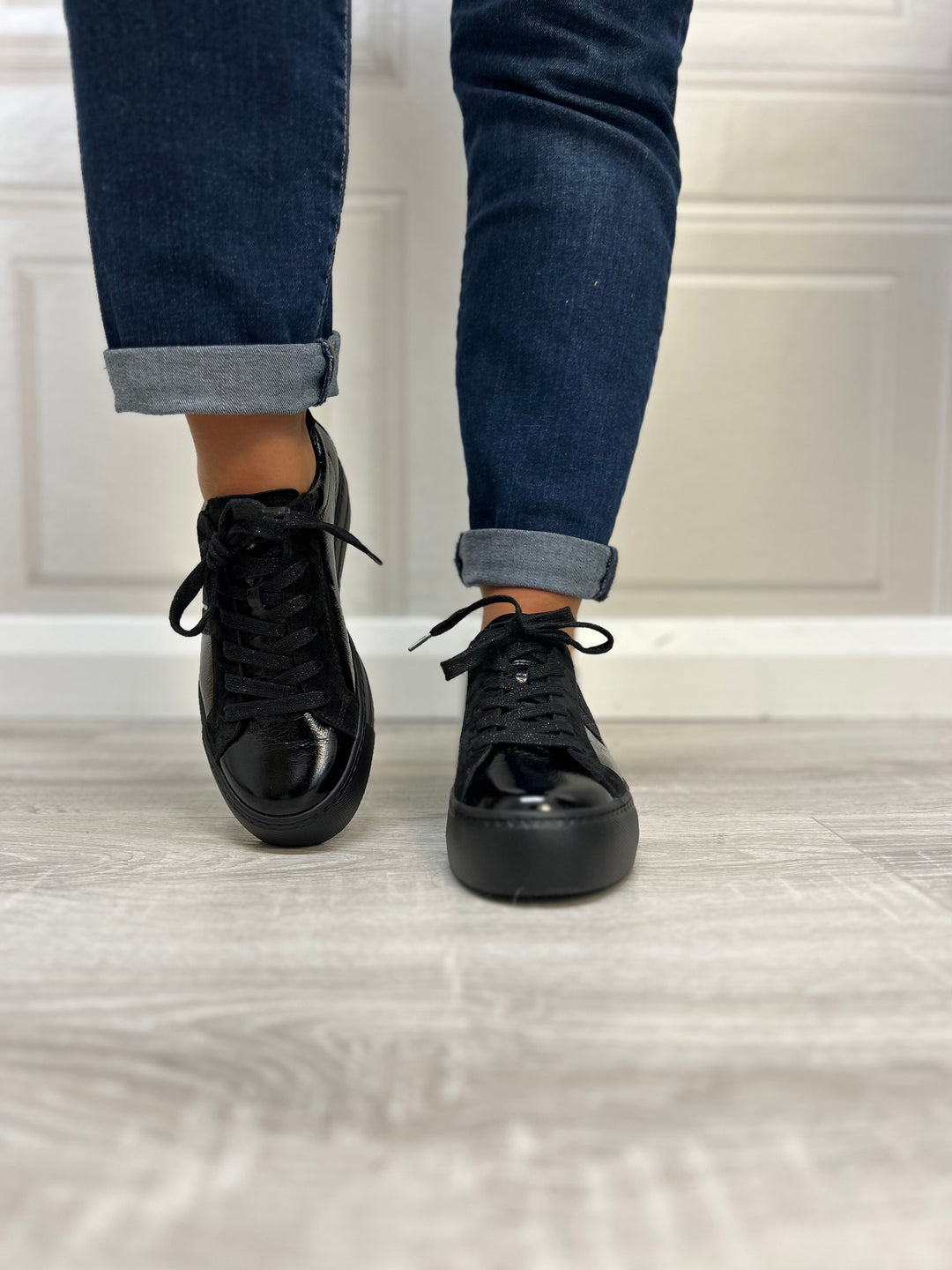Paul Green Glossy Calf/Giltter Black Runner