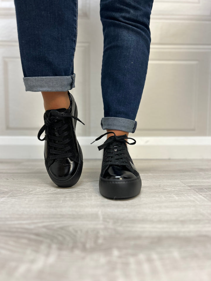 Paul Green Glossy Calf/Giltter Black Runner