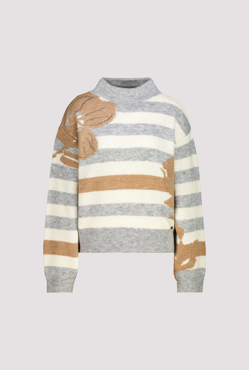 Monari Soft Texture Knitted Jumper | Light Grey Melange