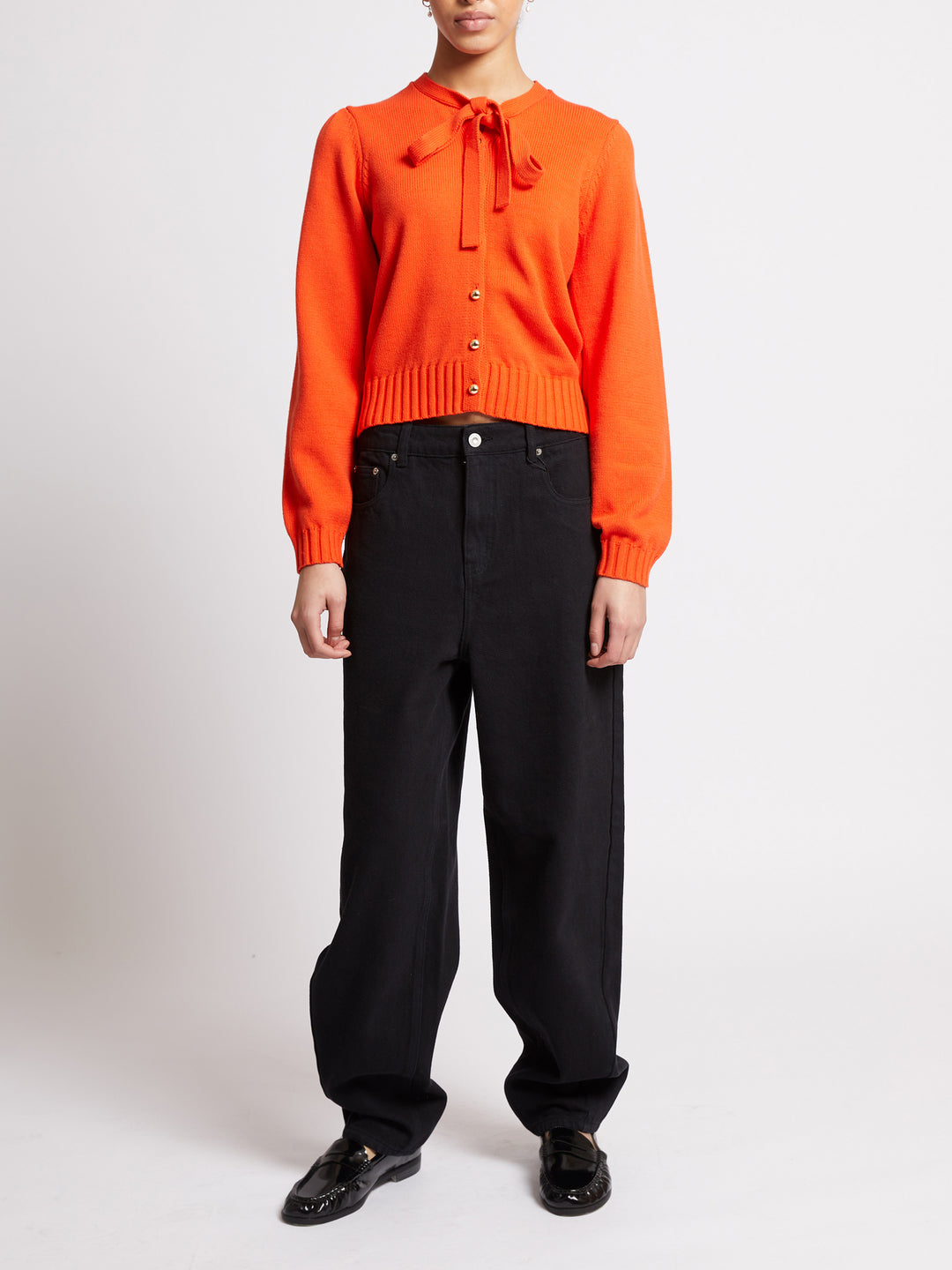 French Connection Varli Long Sleeve Tie Neck Cardigan