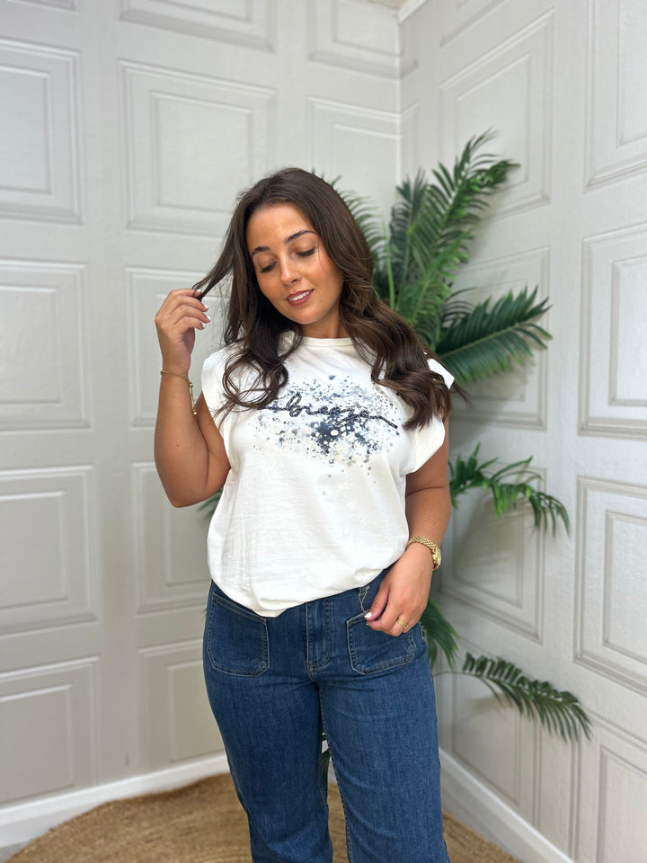 Tiffosi Print & Appliques White T-Shirt