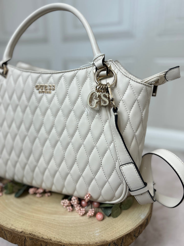 Guess Valla Quilted Shopper Bone Bag