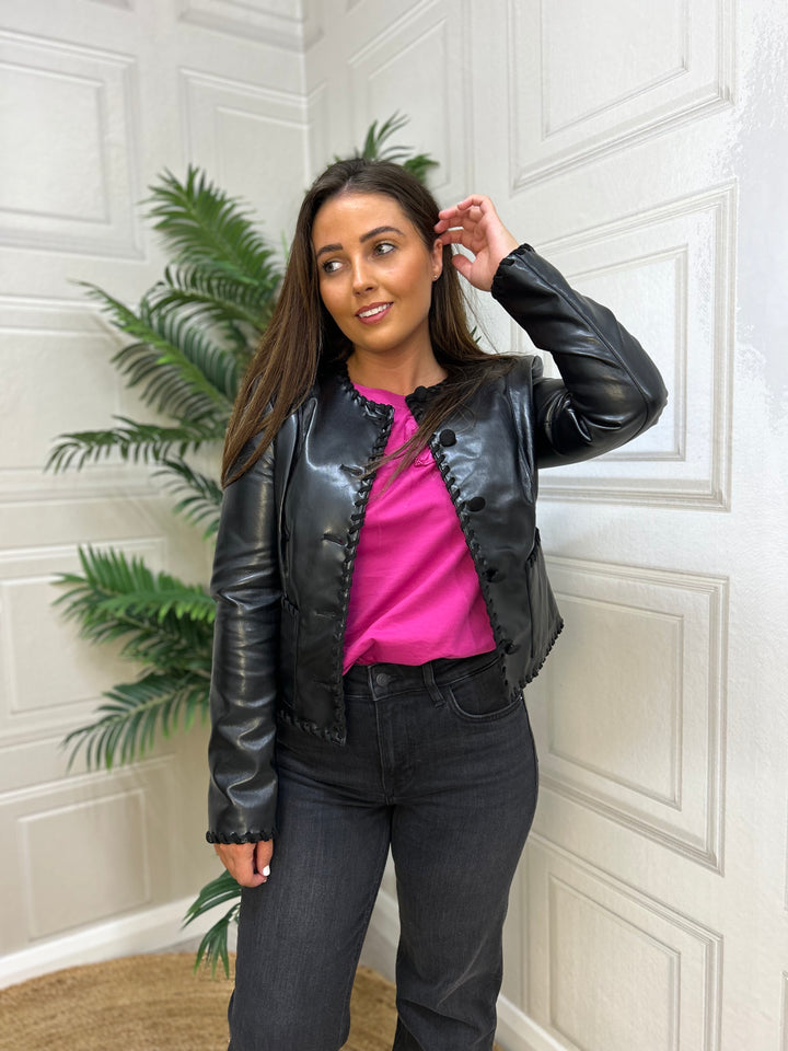 Guess Saffiano Faux Leather Jacket