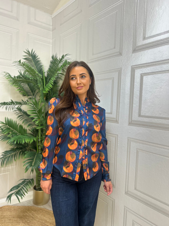 This Girl's Curiosity Elaine Blue & Orange Top