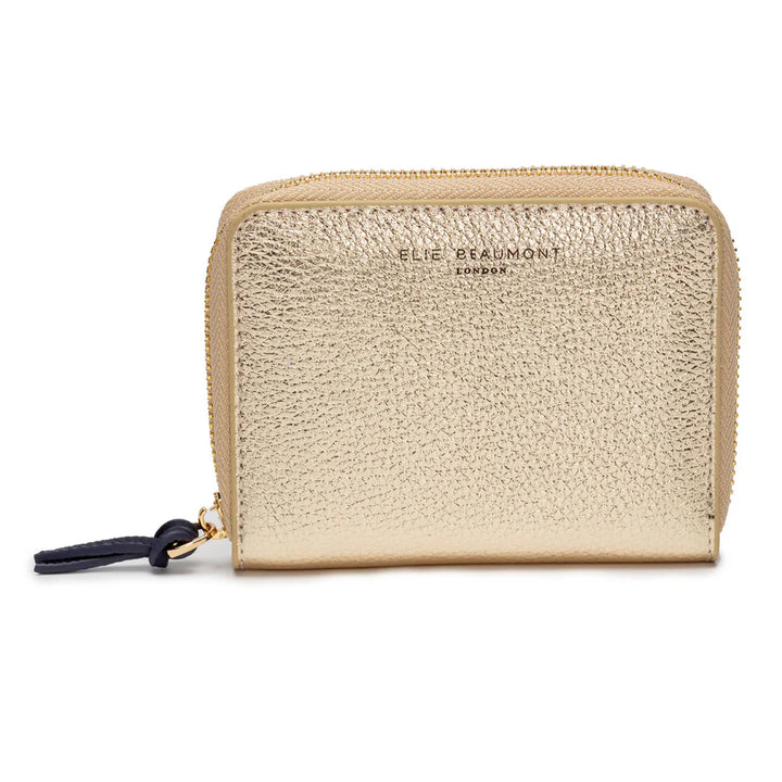 Elie Beaumont Gold/Navy Blue Zipper Purse
