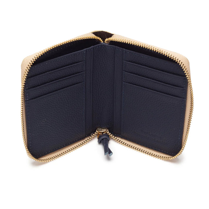 Elie Beaumont Gold/Navy Blue Zipper Purse