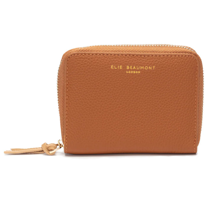 Elie Beaumont Tan/Coffee Zipper Purse