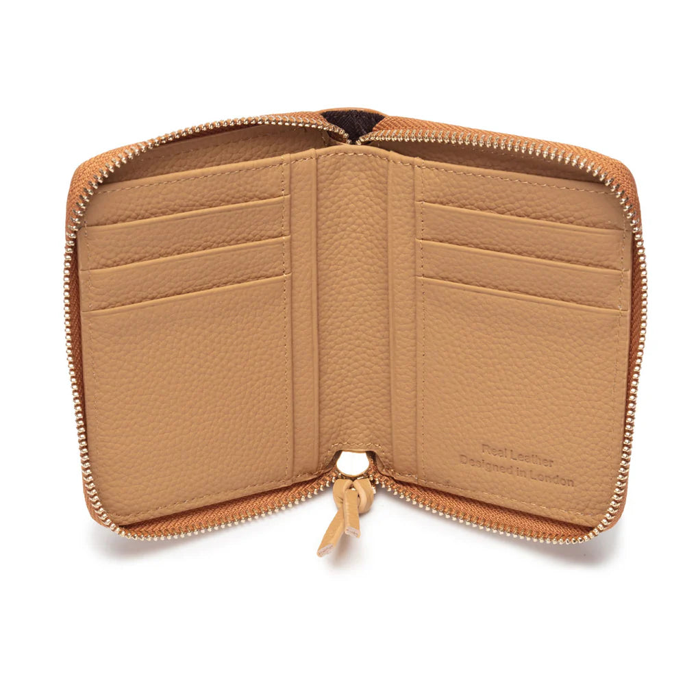 Elie Beaumont Tan/Coffee Zipper Purse