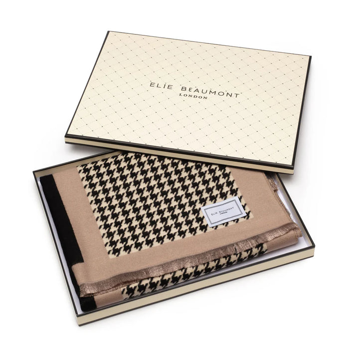 Elie Beaumont Black Dog Tooth Check Scarf