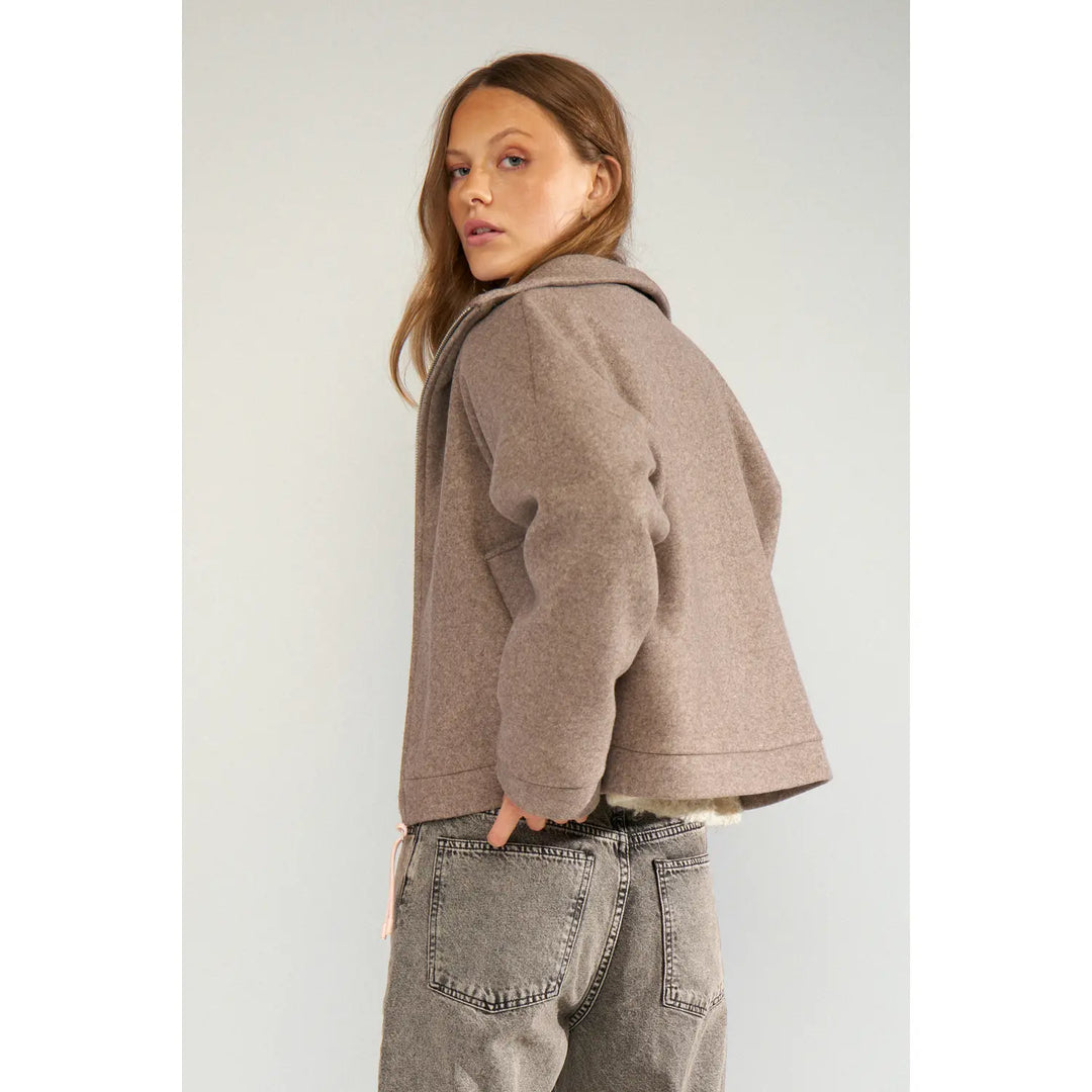 Numph Nukimla Zip Jacket | Deep Taupe Melange