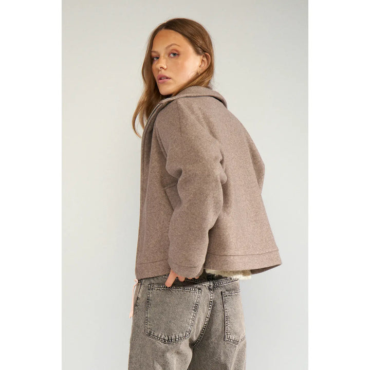 Numph Nukimla Zip Jacket | Deep Taupe Melange
