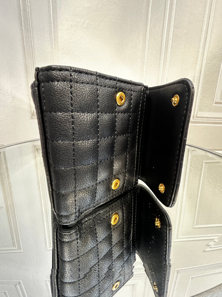 Guess Tia Black Quilted Flapover Purse
